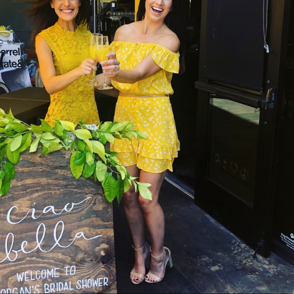Yellow floral mini skirt